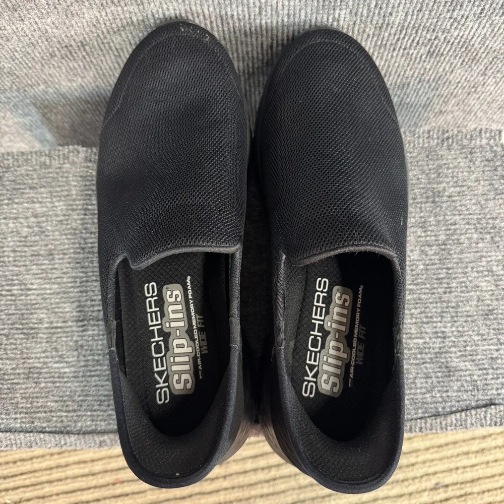 Skechers Slip-ins GO WALK Black Mesh Wide Fit Walking Shoes 216491W BKGY Sz 9